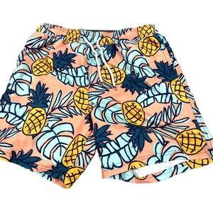 Original Med Elastic  Waist Fruit Punch Pool Shorts Coral Pink M Pool Gear Beach